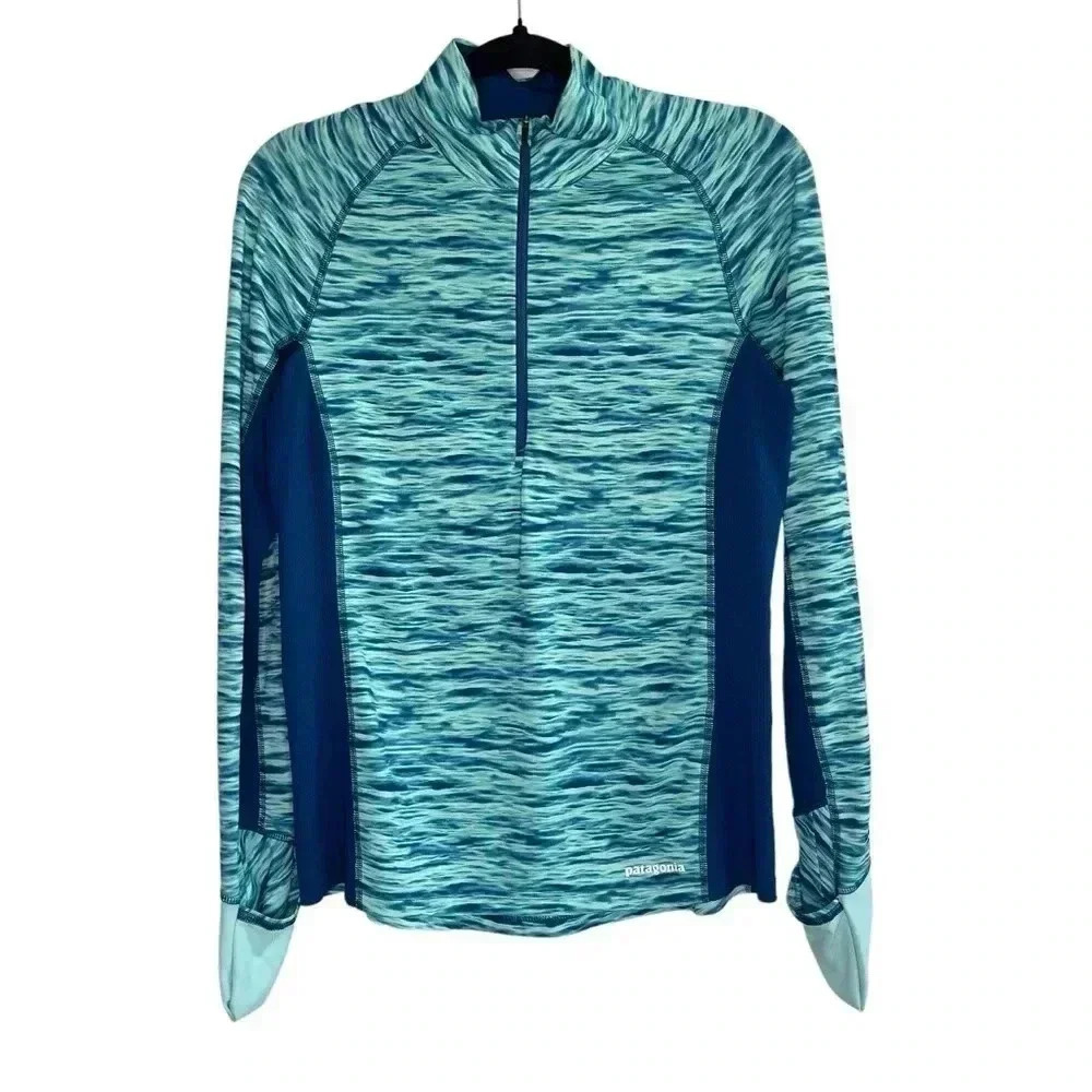 Patagonia Womens All Weather Zip Neck Long Sleeve Athleisure T-Shirt Size Medium